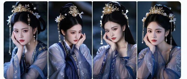 古风壁纸丨垂珠耳坠香腮倚，暗霭难藏温婉颜